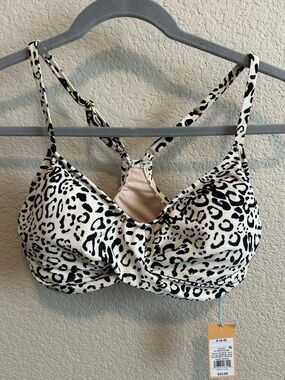 Leopard Print Bikini Top Black & White